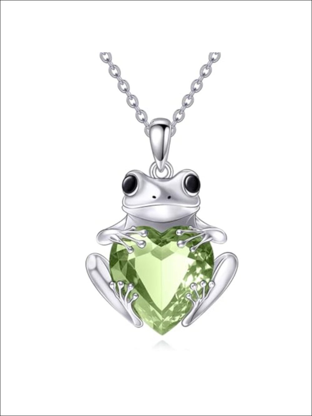 925 Sterling Silver Frog Crystal Pendant Necklace Women's Jewelry Gift
